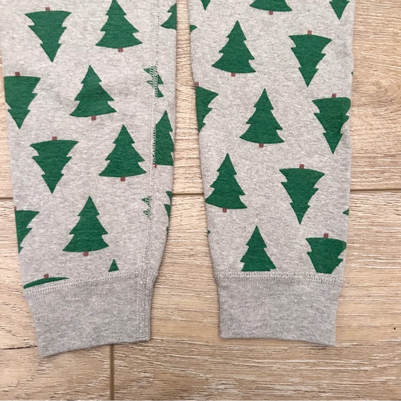 Hanna Andersson Christmas Tree Long John Pajama Set Sz 10/12 Grey Green Cotton - Picture 8 of 8